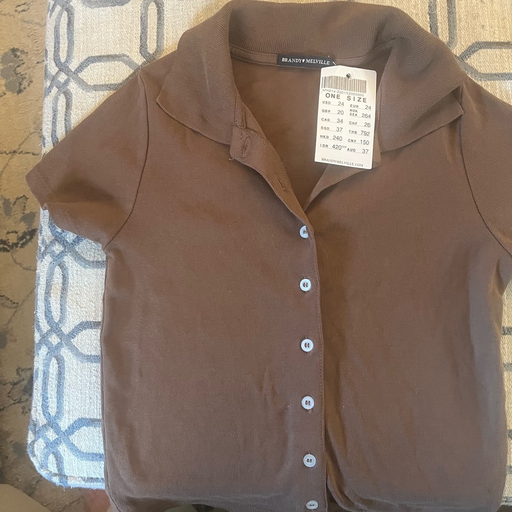 Brandy Melville Brown Button-Up Jersey